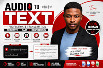 transcribe audio to text, youtube, video interviews podcast transcription