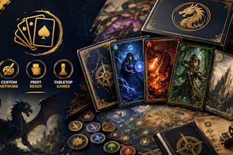 design custom card game artwork for playing card tabletop board games