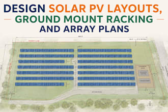 design ground mount solar layout, pv array plan and racking permit set