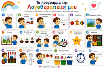 create greek speech therapy materials for children