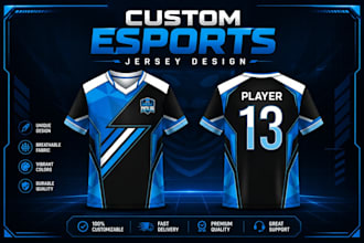 do custom jersey design or jersey, esports jersey, custom and print sublimation