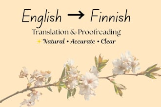 provide accurate english to finnish translation