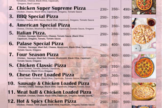 design a professional restaurant menu card