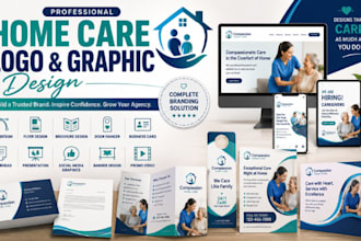 home care logo brochure design flyer business card door hangers home care leads