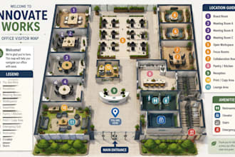 design illustrated visitor maps for theme and entertainment centers