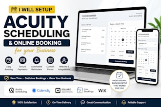setup acuity scheduling, square, calendly, zoho bookings, wix online booking