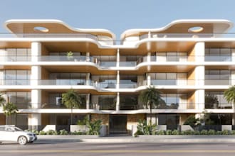 rebuild urban residential building exterior, concrete house remodel, landscape
