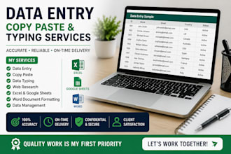 data entry, data management, and web research
