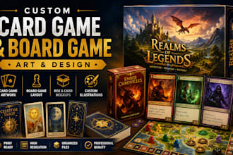 design custom card game board game art playing card box mockup board game design