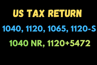 prepare us tax return form 1040, 1120, 1065, 5472