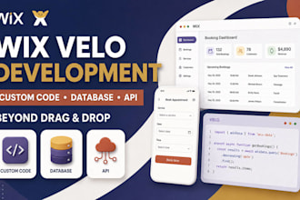 develop wix website with wix velo code, wix studio, wix website design