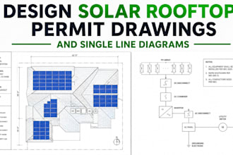 design solar permit drawings, rooftop pv plans and single line diagram