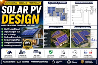 create solar pv designs, sld, autocad, helioscope, aurora and nec plans