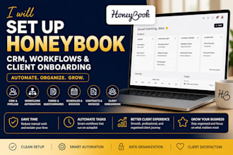 setup honeybook CRM, workflows and client onboarding automation