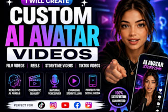 create custom ai avatar videos, reels, storytime videos and tiktok content