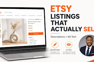 write etsy product descriptions and image alt text