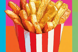 high quality pop art illustration of food pop art