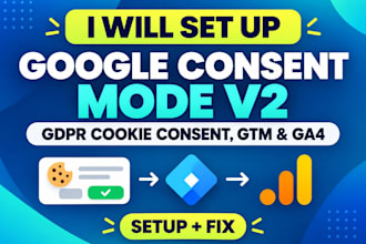 set up google consent mode v2, gdpr cookie consent, gtm, ga4