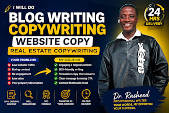 do blog writing, copywriting, website copy, real estate copywriting for traffic
