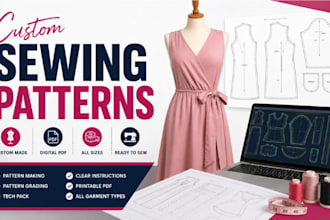 create custom clothing sewing patterns, digital PDF sewing patterns
