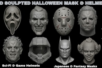 design 3d halloween mask print and paint  wearable cosplay helmet and armor stl