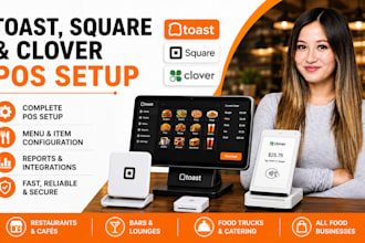 do toast pos setup, square pos configuration, and clover menu setup