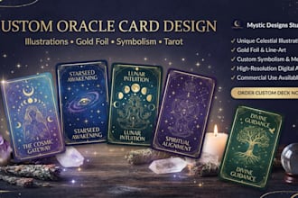 design custom oracle cards illustrations, card illustrations, tarot deck designs