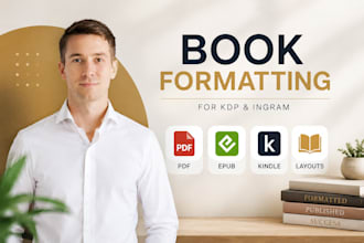 format and convert pdf to ebook, kindle for KDP or ingram, epub PDF and layouts