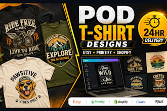 create pod tshirt designs using kittl and canva for etsy, printify and shopify
