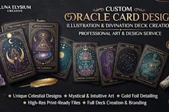 create custom oracle card illustration, spiritual  card art, tarot deck cards
