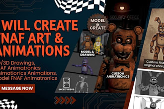do 2d and 3d fnaf drawings, fnaf animatronics animation, model fnaf animatronics