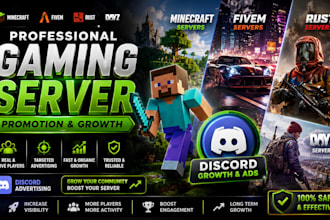 promote minecraft server promotion, dayz, rust, fivem, gaming server, discord ad