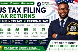 us tax filing tax returns, business tax personal tax 1120 5472 1040 k1, ks2 llc