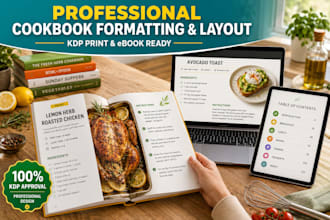 do cookbook formatting, layout design, and recipe layout for KDP
