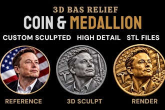 custom 3d bas relief, challenge coins, portrait medallions, and cnc ready design