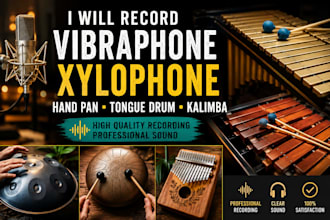 record vibraphone,xylophone, hand pan ,tongue drum , kalimba , flute