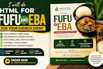 do html for fufu eba for your church event
