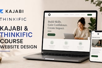 build a high converting kajabi course website or thinkific course website