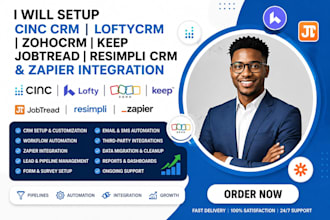 setup cinc crm loftycrm zohocrm keap jobtread resimpli crm zapier integration