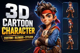 design professional 3d character, 3d animation, and cartoon model in blender