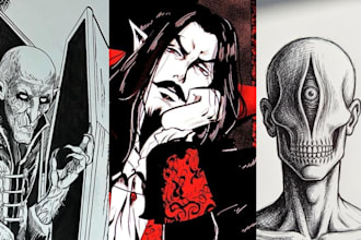 draw vintage horror comic art and illustrations