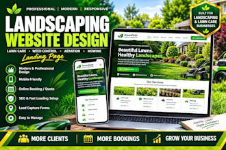 design landscaping website lawn care weed control aeration mowing landing page