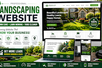 design landscaping website lawn care lawn mowing landing page yard cleanup