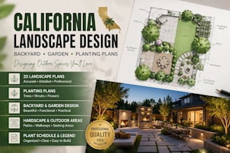 design california landscape plans, backyard, garden and planting plans
