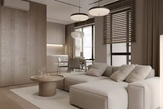 design a minimalist japandi 3d interior with 3d rendering, modeling