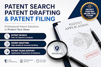 conduct patent search, draft patent and provide patent filing support