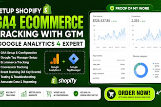 setup shopify ga4 ecommerce GTM conversation tracking google analytics 4