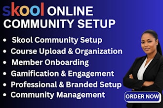 setup skool online community skool course creation skool community manager skool