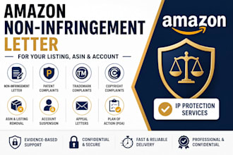 draft non infringement letter for your amazon listing, asin as a legal counsel