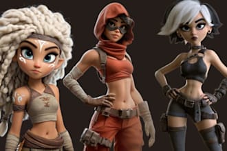 design 3d pixar style cartoon character, ai avatar 3d game character mascot art